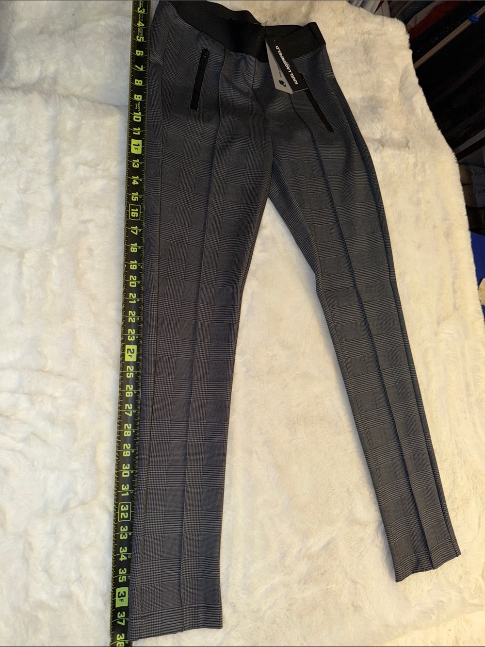Karl Lagerfeld Gray Glen Plaid Slim Pants